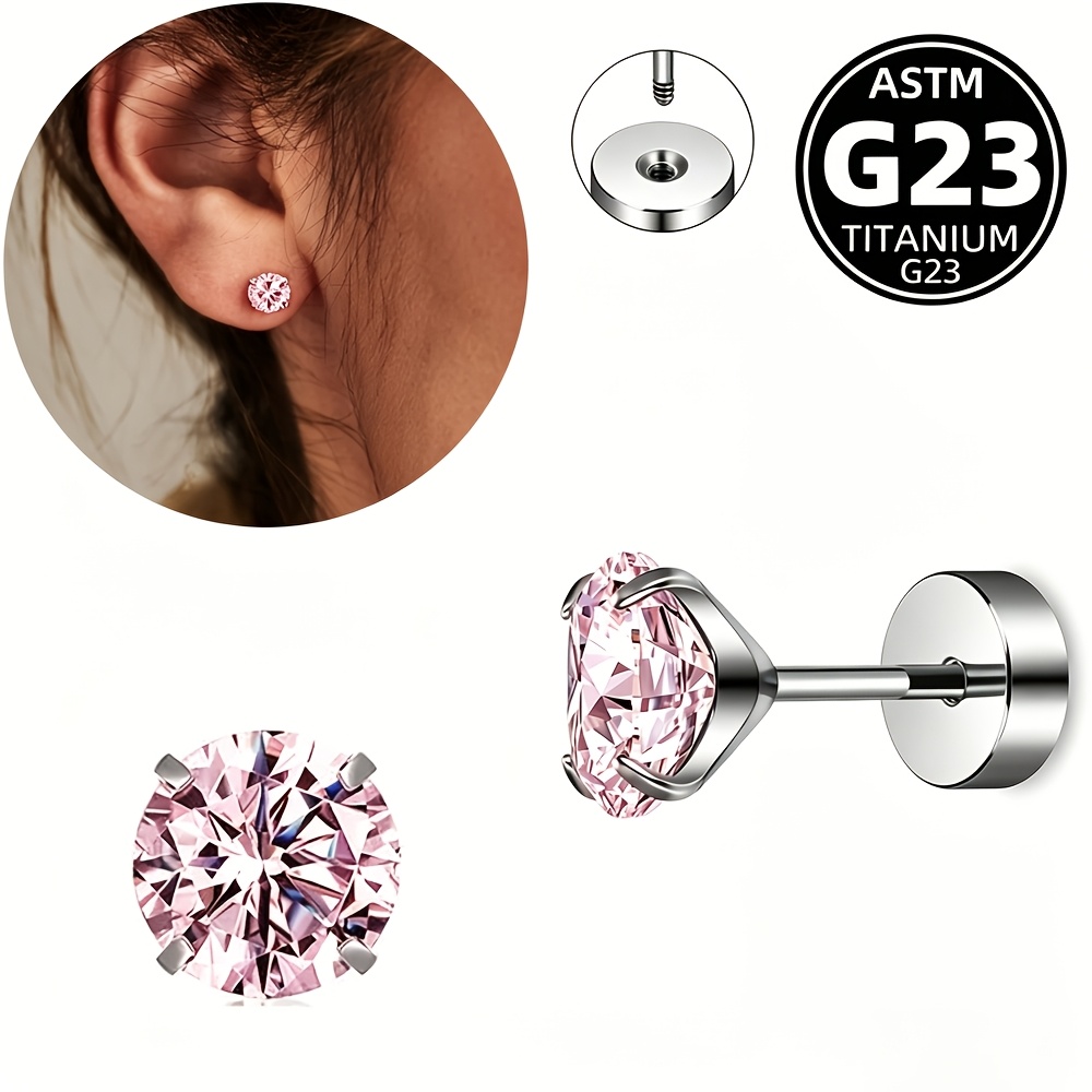 G23 Titanium Multicolor Round Stud Earrings Set, Hypoallergenic